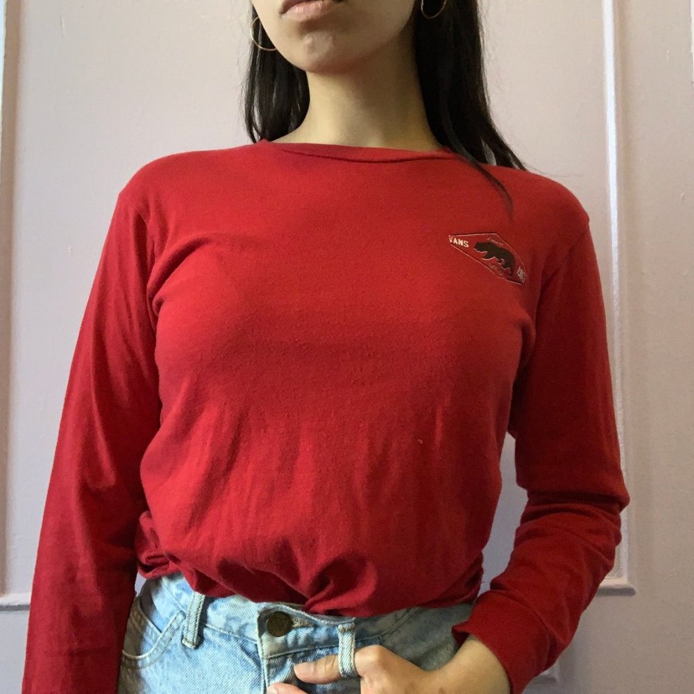 Vans Red Long Sleeve Logo Shirt